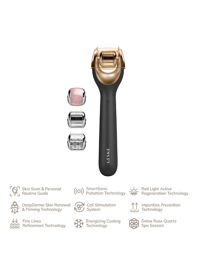 GESKE SmartAppGuided Microneedle Face Roller 9 In 1 Gray