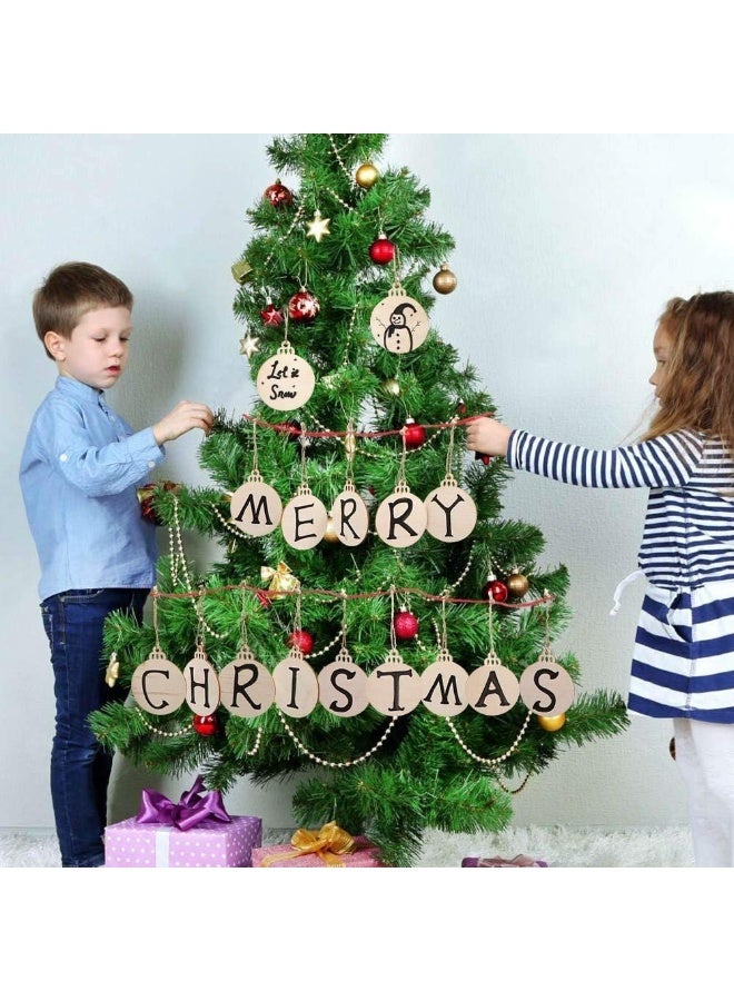 BPA 50pcs Wooden Circles for Crafts, 3.5" Round Wood Discs Slices with Pre-drilled Holes, Unfinished Blank DIY Hanging Wooden Christmas Ornaments to Paint, Paintable Christmas Craft Kits for Kids - Image 4