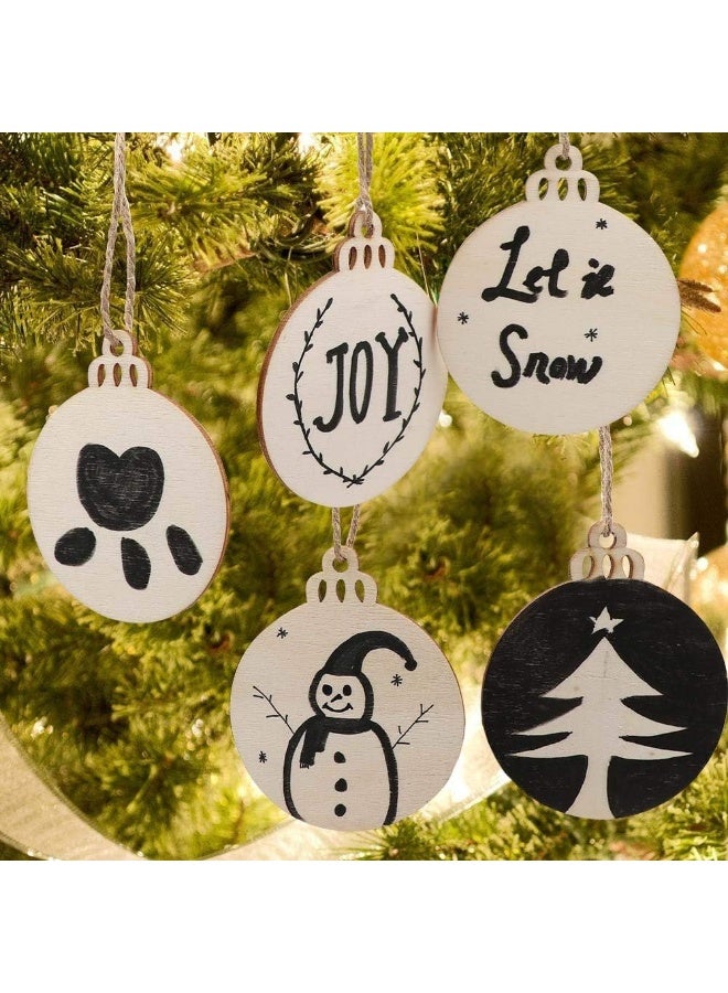 BPA 50pcs Wooden Circles for Crafts, 3.5" Round Wood Discs Slices with Pre-drilled Holes, Unfinished Blank DIY Hanging Wooden Christmas Ornaments to Paint, Paintable Christmas Craft Kits for Kids - Image 3
