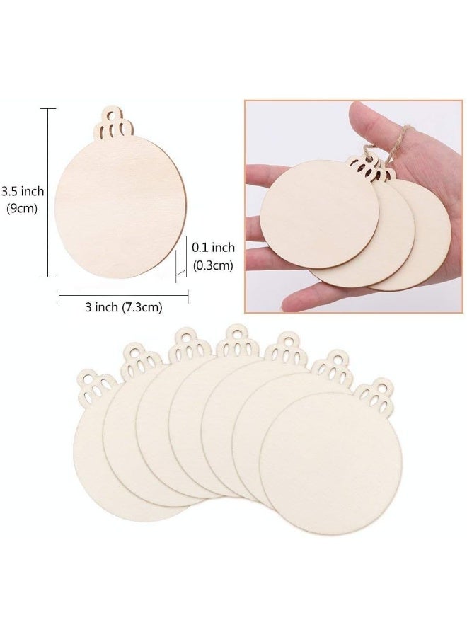 BPA 50pcs Wooden Circles for Crafts, 3.5" Round Wood Discs Slices with Pre-drilled Holes, Unfinished Blank DIY Hanging Wooden Christmas Ornaments to Paint, Paintable Christmas Craft Kits for Kids - Image 2