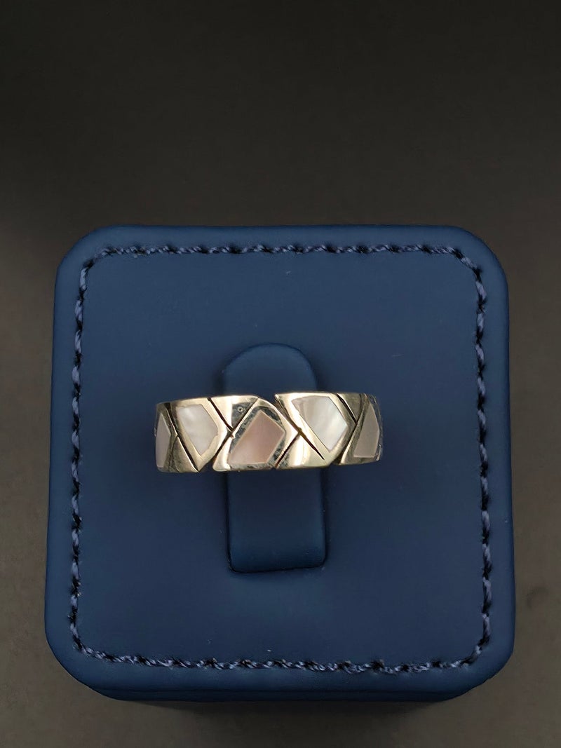 Kanira Premium 925 Sterling Silver Open Wrap Ring with Pearl Inlay | Contemporary Designer Jewelry | KANIRA | Size 8 - Image 3