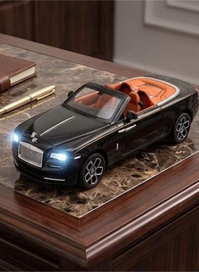 Taizz Ventures 1:24 Rolls-Royce Phantom Convertible Diecast Model Car, Alloy Pull Back Toy with Sound and Light, Openable Doors, Hood and Trunk, Removable Roof, Collectible Gift for Kids and Adults, Black - Image 3