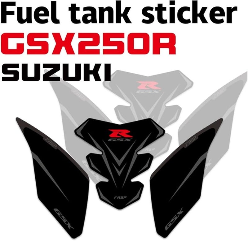 Black Motorcycle Tank Side Traction Pad Sticker For Suzuki GSX250 - Image 3