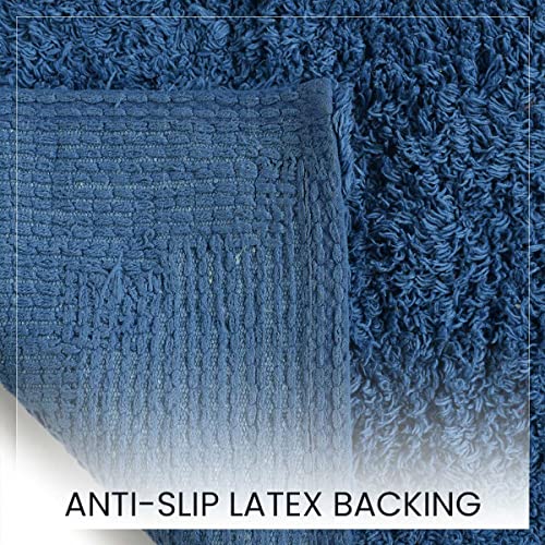 SASHAA WORLD Solid Anti Skid Bathmat and Contour Set (Cotton,50 X 80 CM, Navy) - Image 3