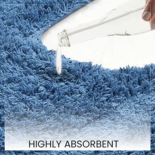 SASHAA WORLD Solid Anti Skid Bathmat and Contour Set (Cotton,50 X 80 CM, Navy) - Image 5