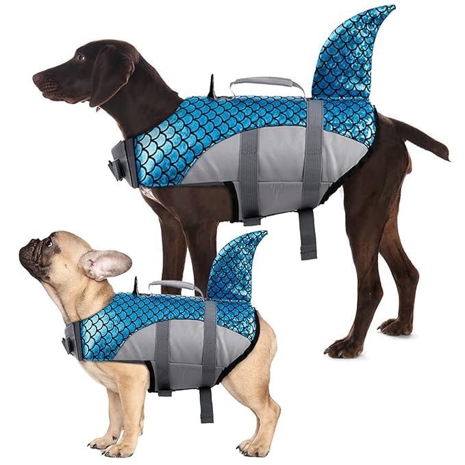 Olpad Life Jacket for Dogs, Dog Life Jacket, Adjustable Safety Jacket for Dog Flotation, Shark Safety Vest, Lifesaver Swimming Training, Summer Swimwear for Dogs [Blue M] - Image 4