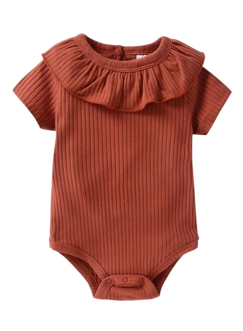 Bambimici Bambimici Plain Dark Orange Short Sleeve Bodysuit