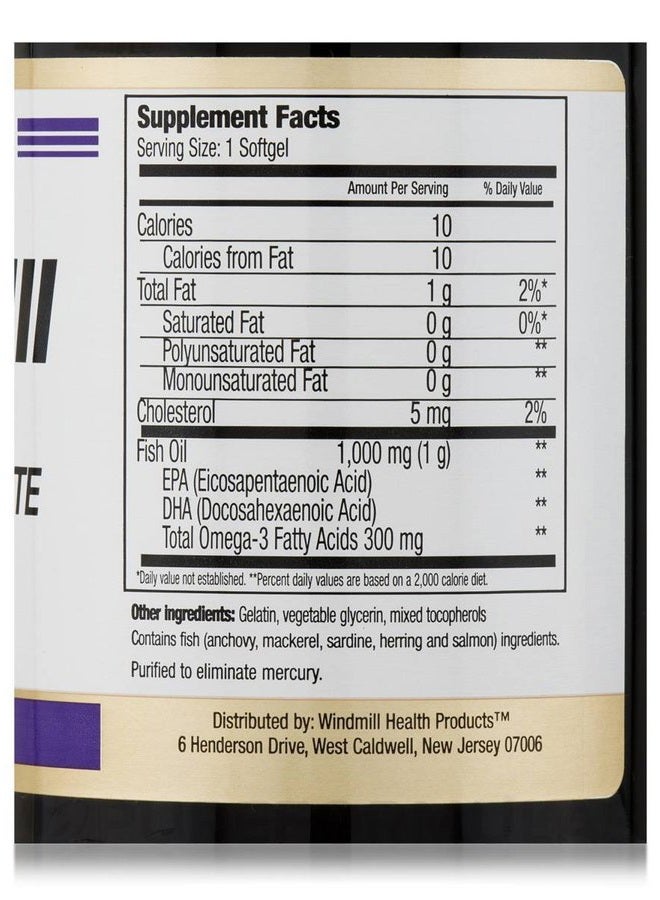 WINDMILL Omega 3 Fish Oil 1000 mg with EPA & DHA 90 Softgels - Image 4