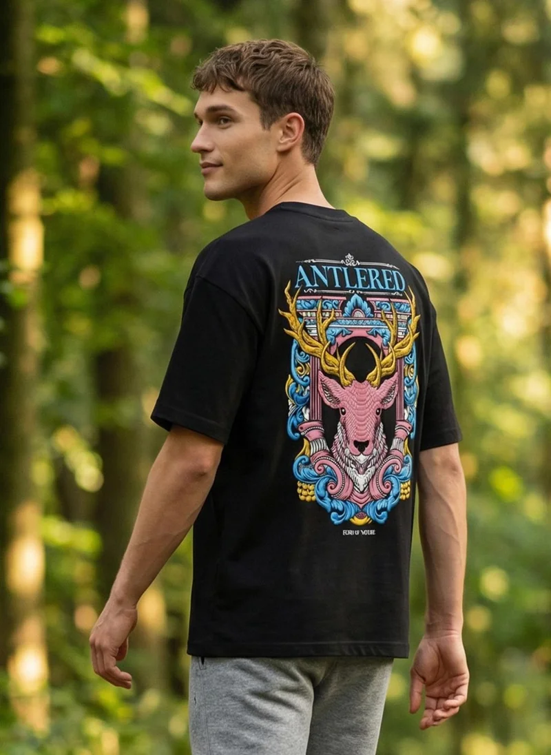 NOBERO Black NOBERO Men's Premium Oversized Printed T-Shirt for Men | Best Price UAE