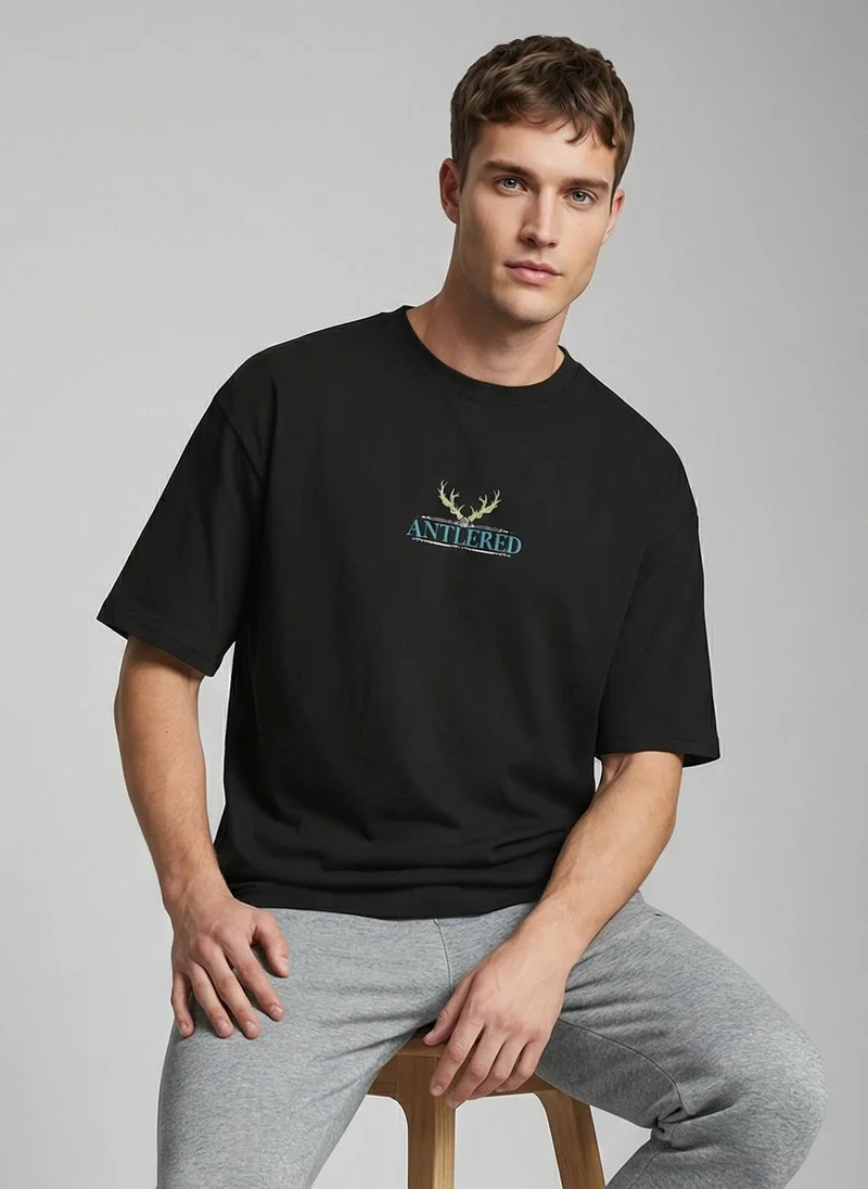 NOBERO Black NOBERO Men's Premium Oversized Printed T-Shirt for Men | Best Price UAE