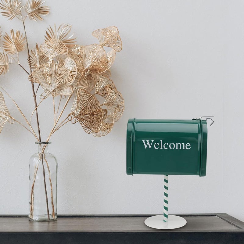 comfrt Retro Mailbox Iron Mail Manager Tabletop Post Box Letterbox Security Mailbox Desktop Decoration for Home Office - Image 4