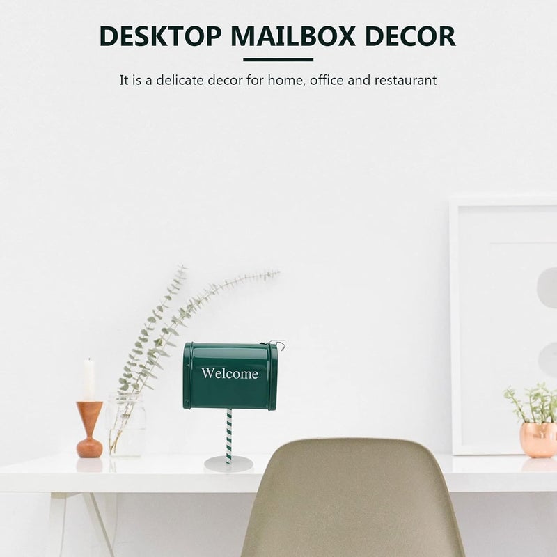 comfrt Retro Mailbox Iron Mail Manager Tabletop Post Box Letterbox Security Mailbox Desktop Decoration for Home Office - Image 2