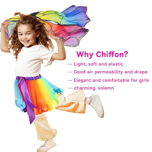 D.Q.Z Fairy Butterfly-Wings Costumes for Girls Dress Up Clothes Rainbow Tutu Mask Headband Role Play Toys for Girl 3-8 Gift (Rainbow) - Image 5