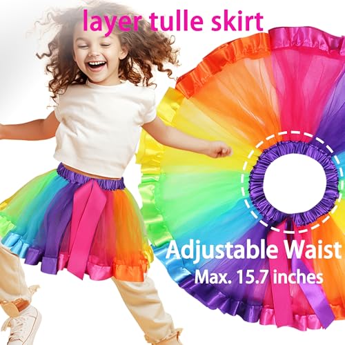 D.Q.Z Fairy Butterfly-Wings Costumes for Girls Dress Up Clothes Rainbow Tutu Mask Headband Role Play Toys for Girl 3-8 Gift (Rainbow) - Image 3
