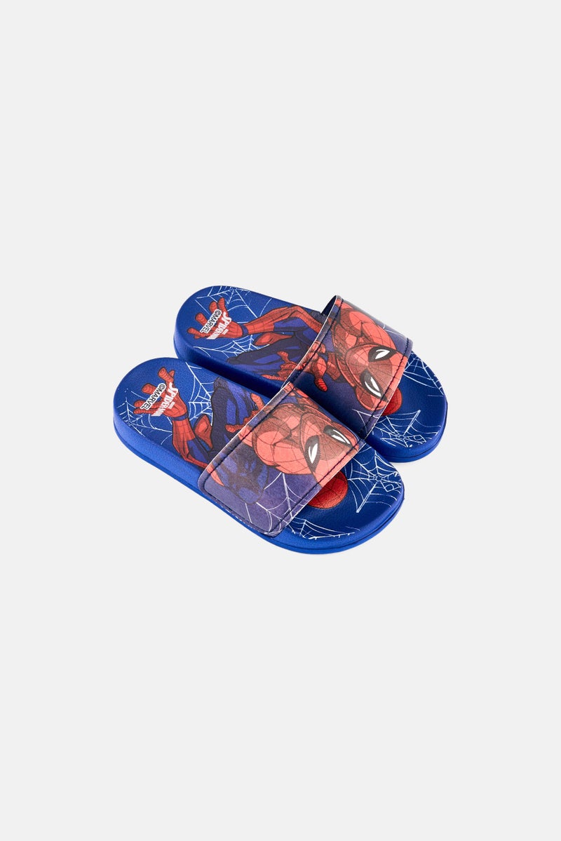 MARVEL Kids Boy Spiderman Slip On Slides, Blue - Image 4