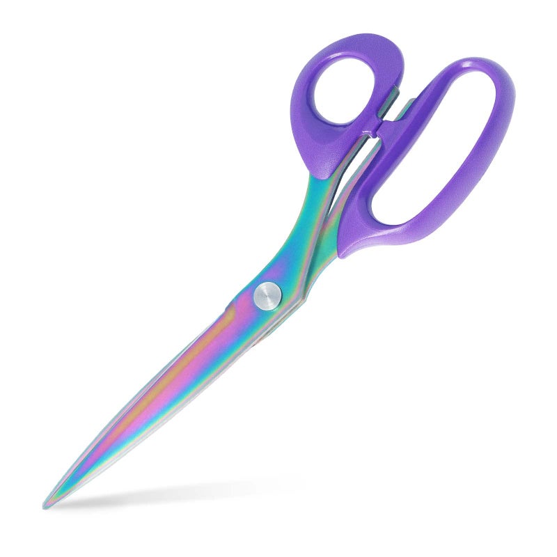 Asdirne Titanium Coating Fabric Scissors Professional Tailor Scissors UltraSharp Stainless Steel Blades Ergonomic ABS Handle 105 Inch RainbowPurple