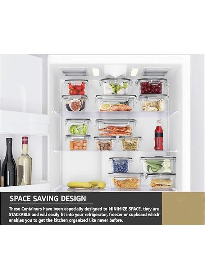 ميكسد مجموعة حاويات تخزين الطعام 32 قطعة من تراسل مع اغطية سهلة الكبس (16 غطاء + 16 حاوية) - حاويات بلاستيكية محكمة الغلق لتنظيم المخزن والمطبخ - مع ملصقات وعلامات مجانية (16) - Image 4