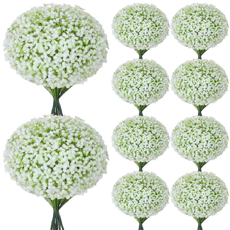 Ovveroche 240 Pcs Baby Breath Artificial Flowers Bulk, Fake White Baby Breath Flowers for Wedding Bouquet Home Party Decor, 11.8 Inch - Image 1