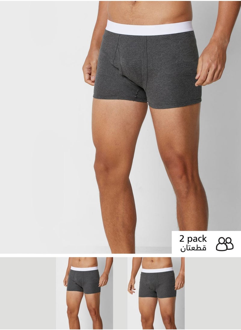 Seventy Five Basics 2 Pack Contrast Band Trunks With Antibacterial Finish  - Image 1