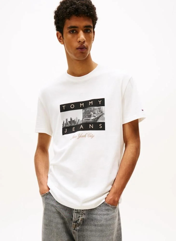 Photo Print Jersey Crew Neck T-Shirt