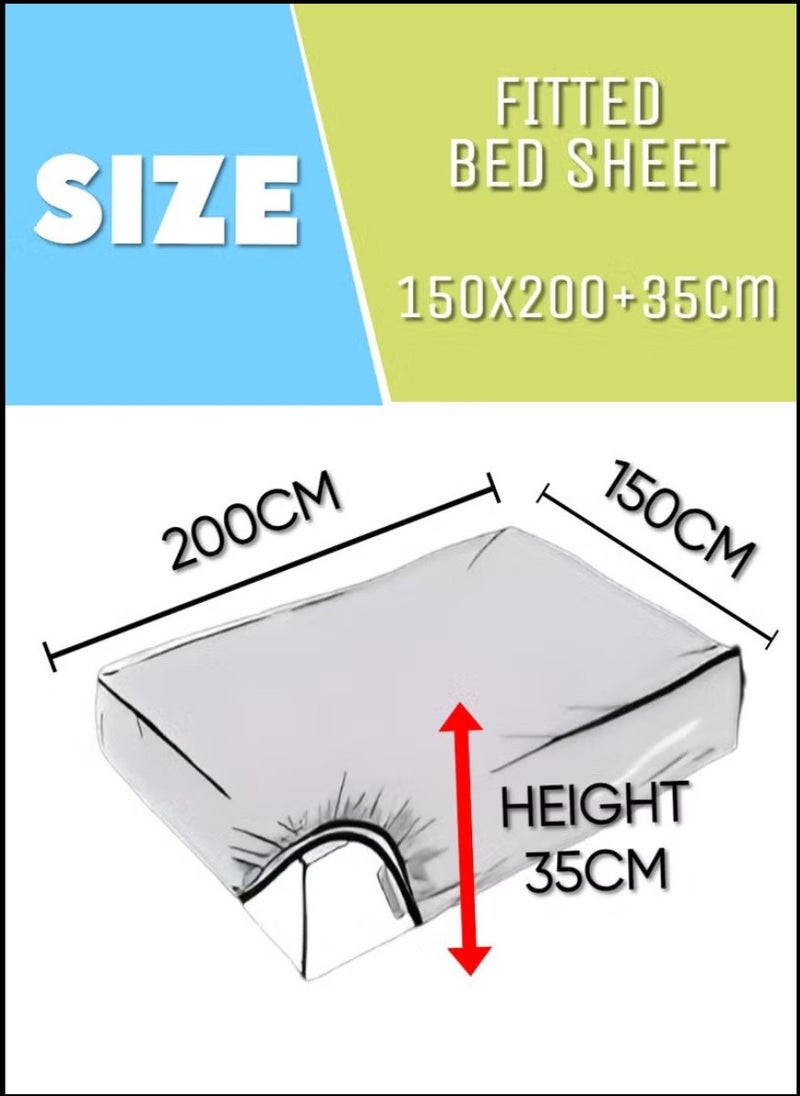 Blueberry Black Striped Double Bed Sheet Sets Cotton 3 Piece Set Deep Pocket 150x200+35cm - Image 3