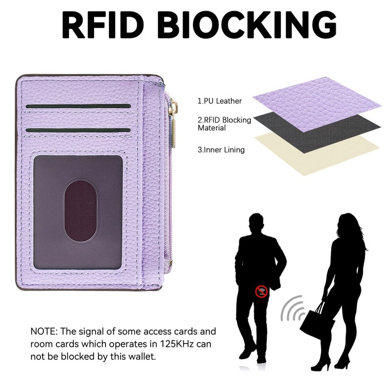 Tipmile Credit Card Holder for Women Slim Minimalist Front Pocket RFID Blocking Wallet Small Compact Card Case with ID Window, Lavender Purple - Image 2