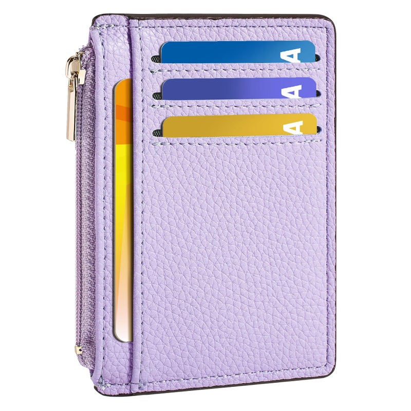 Tipmile Credit Card Holder for Women Slim Minimalist Front Pocket RFID Blocking Wallet Small Compact Card Case with ID Window, Lavender Purple - Image 1