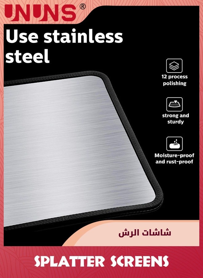 UNUNS Grease Splatter Guard,Foldable Stainless Steel Oil Splatter Screens For Frying Pan,Nonstick Oil Splash Insulation Board Oil Splatter,Guard Stove Heat Insulation Board For Cooking,3 Sided - Image 3