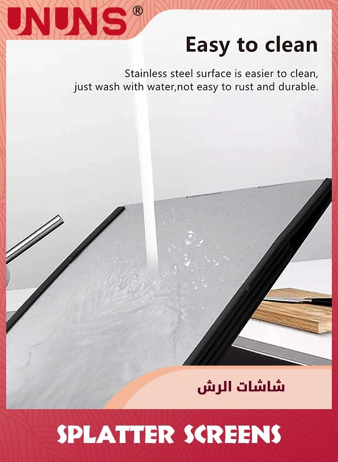 UNUNS Grease Splatter Guard,Foldable Stainless Steel Oil Splatter Screens For Frying Pan,Nonstick Oil Splash Insulation Board Oil Splatter,Guard Stove Heat Insulation Board For Cooking,3 Sided - Image 4