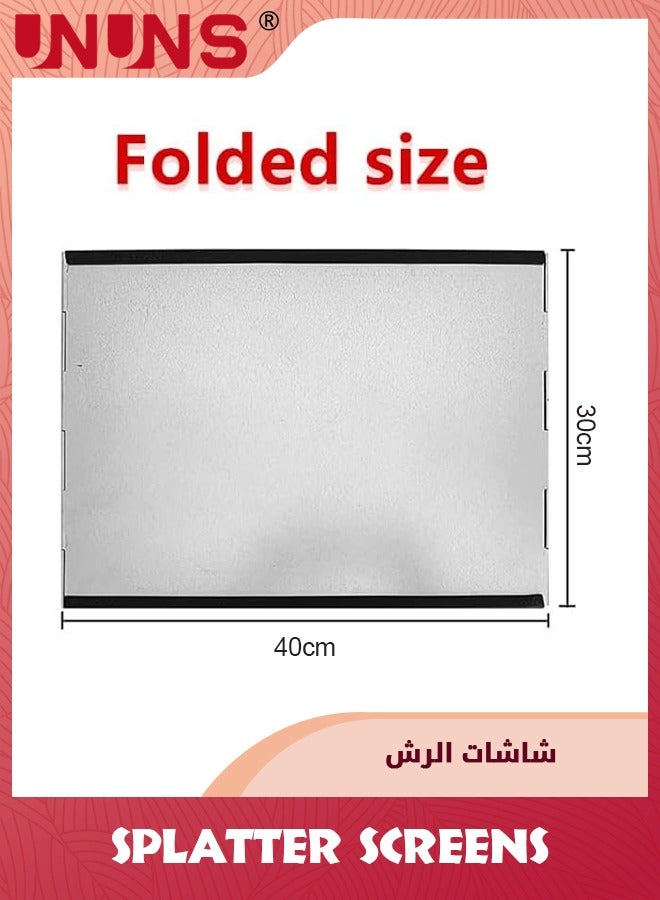 UNUNS Grease Splatter Guard,Foldable Stainless Steel Oil Splatter Screens For Frying Pan,Nonstick Oil Splash Insulation Board Oil Splatter,Guard Stove Heat Insulation Board For Cooking,3 Sided - Image 5
