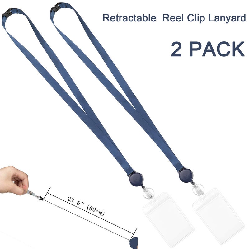 YOUOWO Retractable Badge Holder with Lanyard,Breakaway Safety Lanyards with id Badge Holders Vertical,Retractable id Badge with Clip,Punched Zipper Waterproof,Pack of 2 - Image 2