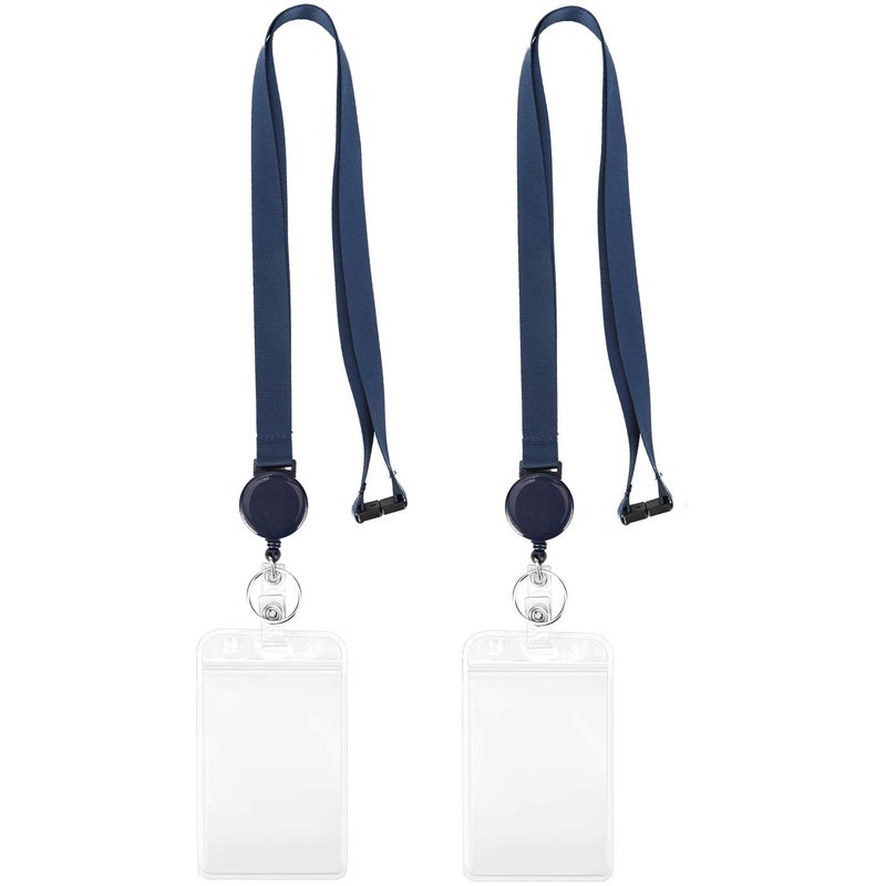 YOUOWO Retractable Badge Holder with Lanyard,Breakaway Safety Lanyards with id Badge Holders Vertical,Retractable id Badge with Clip,Punched Zipper Waterproof,Pack of 2 - Image 1