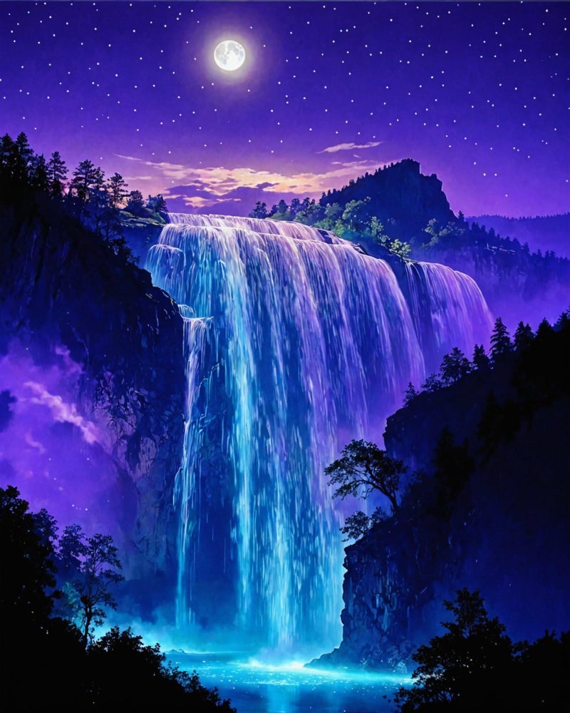 ldazao Paint By Numbers Kit for Adults Starry Waterfall Paint By Number Kits for Beginner Acrylic On Canvas Forest Oil Painting Kit Adults PaintByNumber Kits for Gift Home Wall Decor 16x20 Inch - Image 2