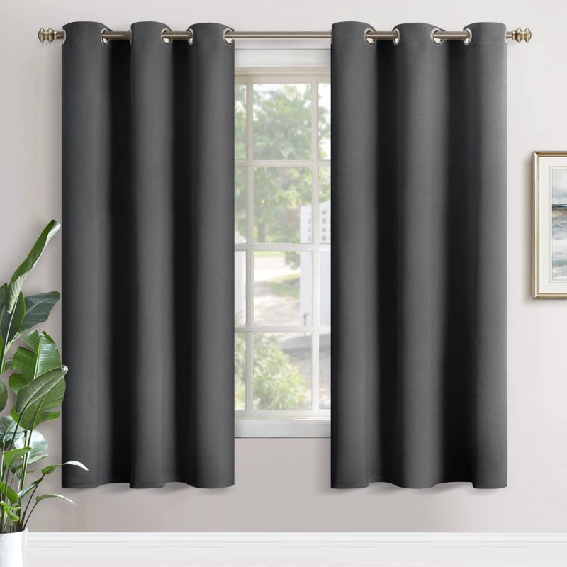 YoungsTex Dark Grey Blackout Curtains 72 Inches Long for Bedroom - Room Darkening Drapes with Grommet for Living Room Dining Privacy Thermal Insulated, 2 Panels, 42 x 72 Inch - Image 1