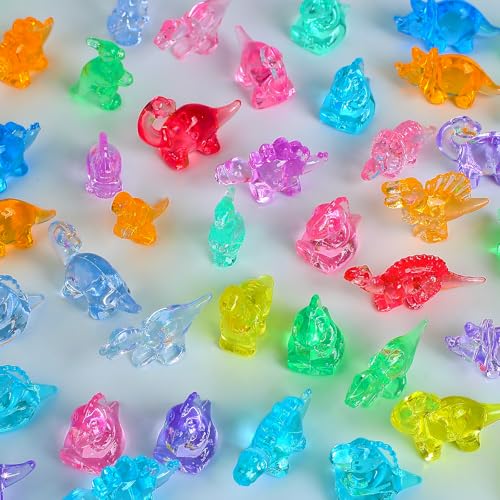 FXMHEHBB 180 Pieces Mini Dinosaur Figures MultiColored Small Acrylic Dinosaur Toys Vase Filler Dino Party Decorations Goodie Bag Stuffers - Image 5