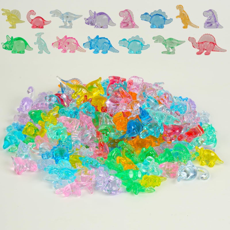 FXMHEHBB 180 Pieces Mini Dinosaur Figures MultiColored Small Acrylic Dinosaur Toys Vase Filler Dino Party Decorations Goodie Bag Stuffers - Image 3