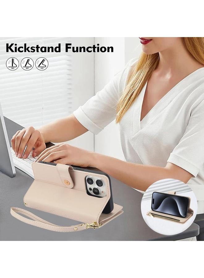 زبون جراب هاتف iPhone 12 / 12 Pro YM016 محفظة بطاقات بسحاب معيني الشكل من الجلد مع حبل - Image 3