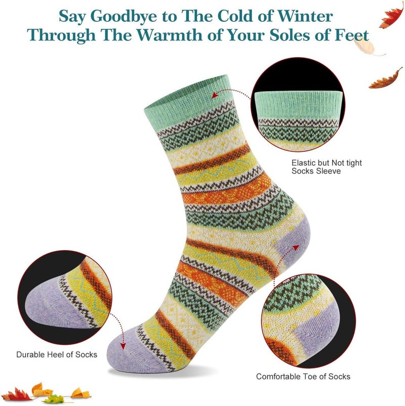 FYC Socks for Women - Stocking Stuffers Gifts for Women - Warm Thick Soft Wool Cozy Crew Socks Christmas Gifts for Woman - Image 5