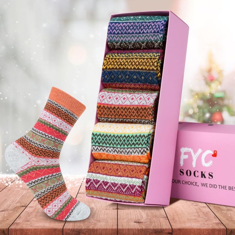 FYC Socks for Women - Stocking Stuffers Gifts for Women - Warm Thick Soft Wool Cozy Crew Socks Christmas Gifts for Woman - Image 2