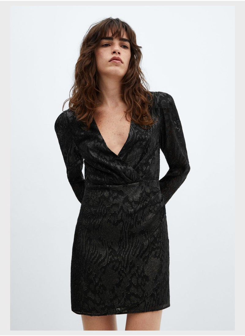 MANGO - Floral Print V- Neck Dress - Image 1