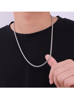 Fayrouz Jewellery Silver Tone Rope Chains for Men, 3mm Mens Chain Necklace  - Image 4
