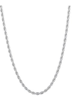 Fayrouz Jewellery Silver Tone Rope Chains for Men, 3mm Mens Chain Necklace  - Image 1