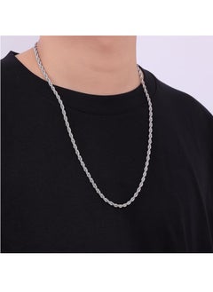 Fayrouz Jewellery Silver Tone Rope Chains for Men, 3mm Mens Chain Necklace  - Image 2