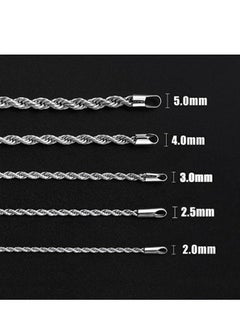 Fayrouz Jewellery Silver Tone Rope Chains for Men, 3mm Mens Chain Necklace  - Image 3