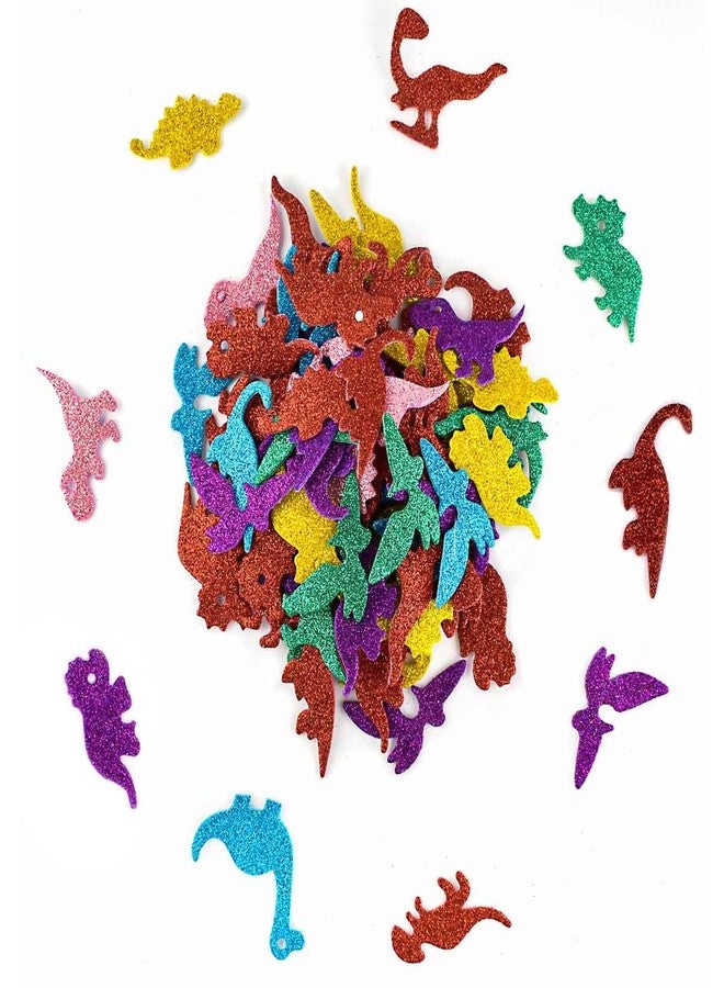TTSAM 160 Pieces Glitter Dinosaur Foam Stickers Self Adhesive Foam Stickers for Craft DIY Self-Adhesive Dinosaur Shapes Sticker Home Party Decoration Colorful Arts Crafts Supplies (Assorted Colors) - Image 1