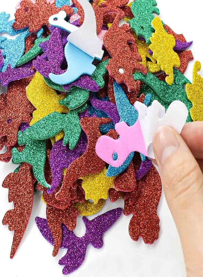 TTSAM 160 Pieces Glitter Dinosaur Foam Stickers Self Adhesive Foam Stickers for Craft DIY Self-Adhesive Dinosaur Shapes Sticker Home Party Decoration Colorful Arts Crafts Supplies (Assorted Colors) - Image 3