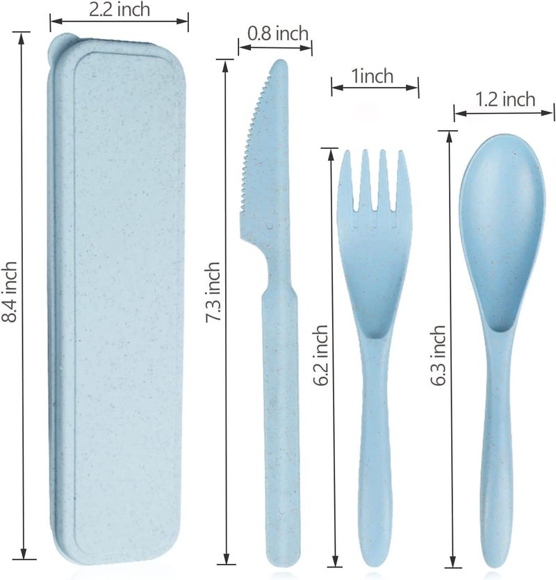 SEVIA 3PCS Portable Cutlery Set Reusable Wheat Straw Utensils Set with Case Spoon Fork Knife Tableware Set for Travel Picnic Camping or Just for Daily Use - Image 3
