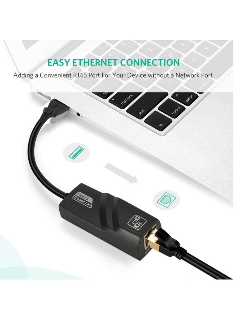 دوسالا محول شبكة سلكي USB 3.0 إلى Ethernet جيجابت RJ45 باللون الأسود - Image 2