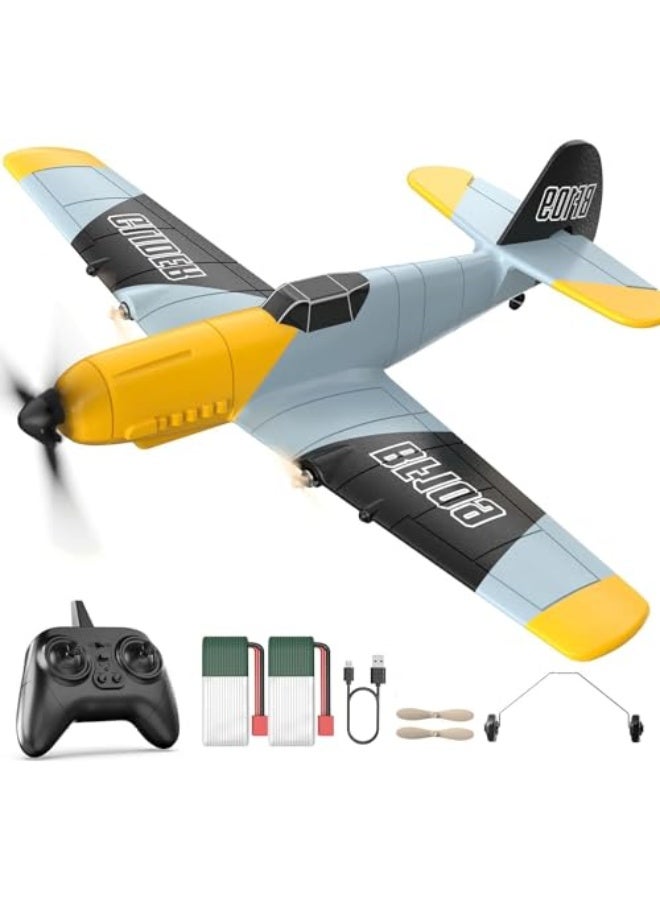 RC Plane, 3 Channel BF-109 Remote Control Airplane Fighter Toys, RC Glider Toy, 2.4GHz 6-axis Gyro Stabilizer RTF Glider Aircraft Plane with 2 Batteries, Outdoor Hobby WWII Toy Gift, Easy to Fly  - Image 1