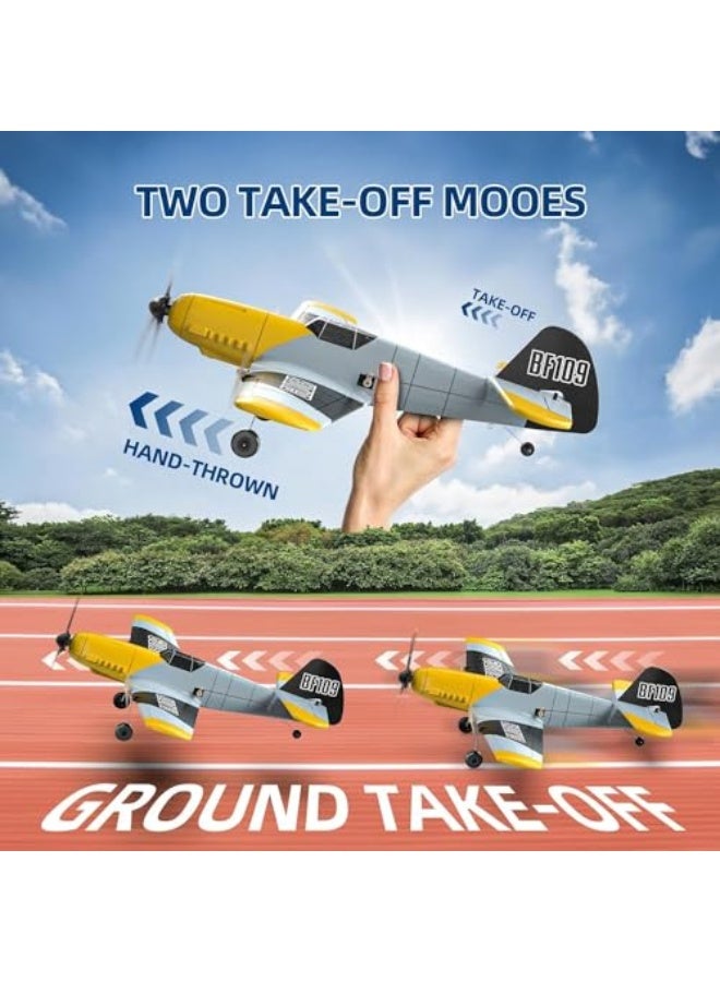RC Plane, 3 Channel BF-109 Remote Control Airplane Fighter Toys, RC Glider Toy, 2.4GHz 6-axis Gyro Stabilizer RTF Glider Aircraft Plane with 2 Batteries, Outdoor Hobby WWII Toy Gift, Easy to Fly  - Image 4